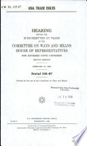 Asia trade issues : hearing before the Subcommittee on Trade of the Committee on Ways and Means, House of Representatives, One Hundred Fifth Congress, second session, February 24, 1998