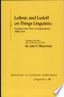Leibniz and Ludolf on things linguistic : excerpts from their correspondence, 1688-1703 /