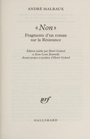 "Non" : fragments d'un roman sur la Résistance /